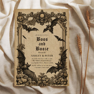 Convites Festa de Halloween Vintage Gothic de Fantasmas e B