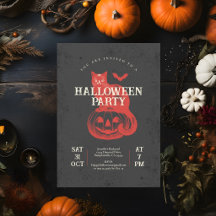 Festa de Halloween Vintage Preto Morcego e Gato Ab