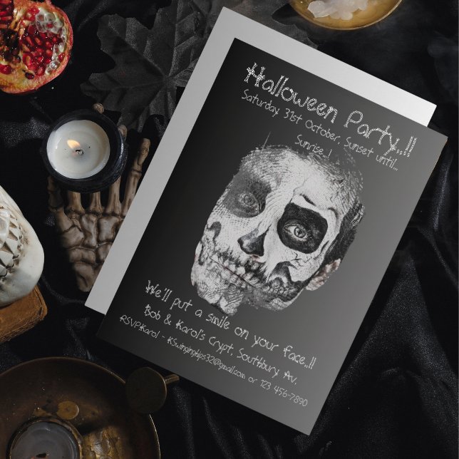 Convites Festa de Halloween Voodoo Smile (Voodoo Smile Halloween Party Invitation)