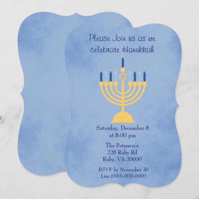 Convites Festa de Hanukkah (Frente/Verso)