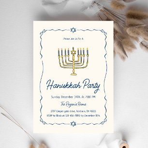 Convites Festa de Hanukkah com Desenhos à Mão Caprichosos