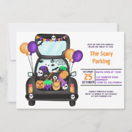 Convites Festa de ilustração de carro de trick ou tronco de