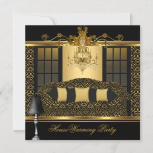 Convites Festa de Inauguração da Casa Lustre Damask Dourado