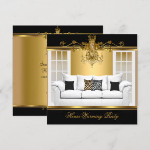 Convites Festa de Inauguração Lustre Riqueza Dourado Preto