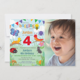 Convites Festa de Inseto Colorida de Foto de Aniversário do