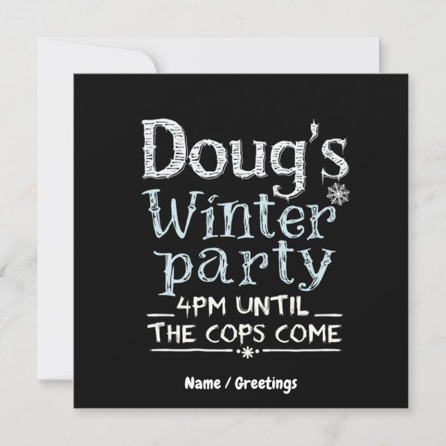 Convites Festa de inverno de Doug, 15 de fevereiro, 16:00 e (Frente)