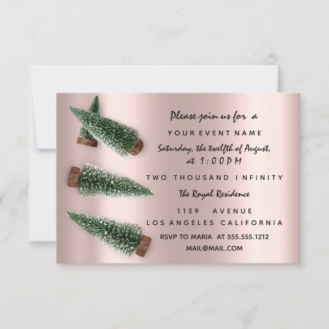 Convites Festa de inverno de Natal Janta Rosa de véspera de (Frente)