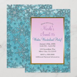 Convites Festa de Inverno Encantado com Flocos de Neve em A
