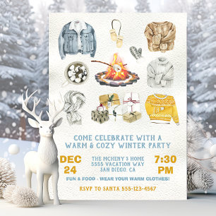 Convites Festa de inverno quente e convencida fogueira de N