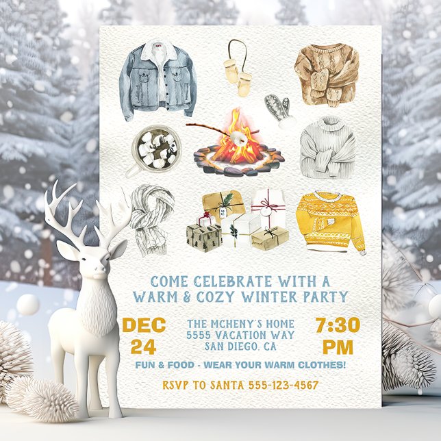 Convites Festa de inverno quente e convencida fogueira de N (Criador carregado)