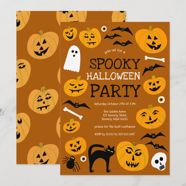 Convites Festa de Jack-o-lanternas do FESTA HALLOWEEN Perso (Frente/Verso)