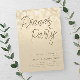 Convites Festa de Jantar com Luzes de Champanhe Douradas Sc