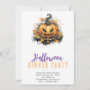 Convites Festa de Jantar de Halloween com Jack-O' Lantern A