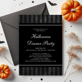 Convites Festa de Jantar de Halloween com Listras Pretas