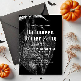 Convites Festa de Jantar de Halloween de Morcegos Vintage G