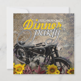 Convites Festa de Jantar de Motoqueira Boêmia Rústica com G