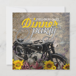 Convites Festa de Jantar de Motoqueira Boêmia Rústica com G