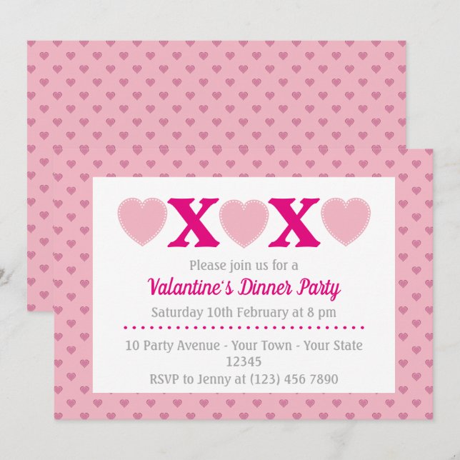 Convites Festa de Jantar de São Valentim (Frente/Verso)