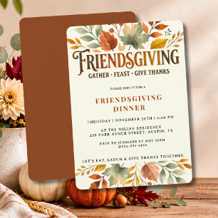 Convites Festa de Jantar Friendsgiving em Aquarela Vintage