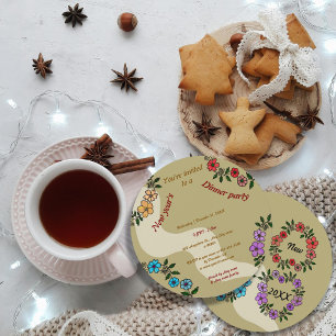 Convites Festa de janto de Ano Novo Beige com coroa floral