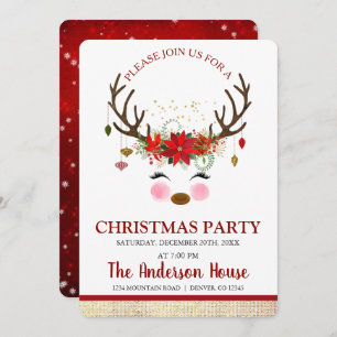 Convites Festa de Janto de Feriado de Natal para Reindeer