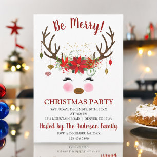 Convites Festa de Janto de Feriado de Natal para Reindeer