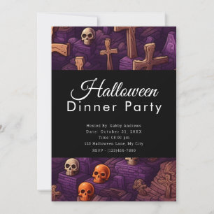 Convites Festa de Janto de Halloween do Cemitério de Skulls