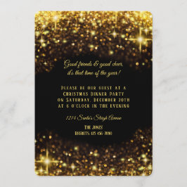 Convites Festa de Janto de Natal Elegante Dourada Glitter