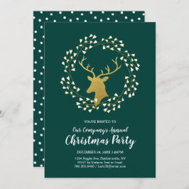 Convites Festa de Janto de Natal Moderno Verde e Dourada