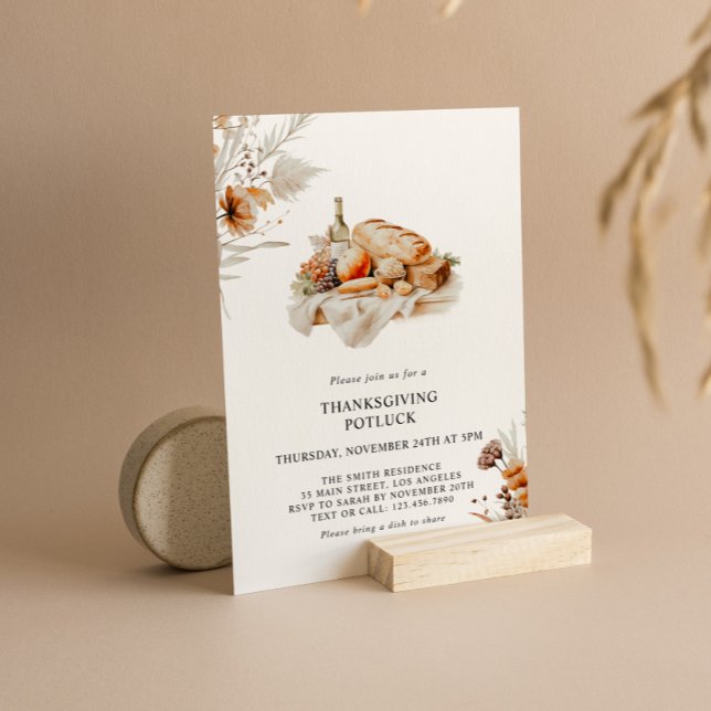 Convites Festa de Janto de Potluck, Ação de Graças de Water (Criador carregado)