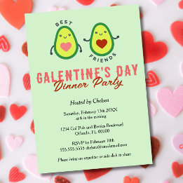 Convites Festa de Janto do Dia dos Avocados Galentine