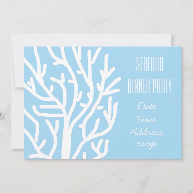 Convites Festa de janto do tema dos corais marinhos (Frente)