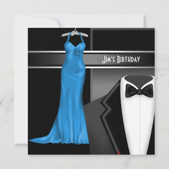 Convites Festa de Janto Formal Black Tie Birthday (Verso)