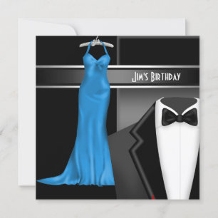Convites Festa de Janto Formal Black Tie Birthday