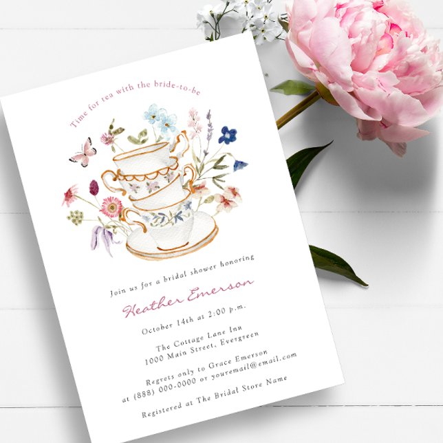 Convites Festa de Jardim Elegante de Flores Silvestres (Wildflower Elegant Garden Party Invitation by Painted Paperie
)
