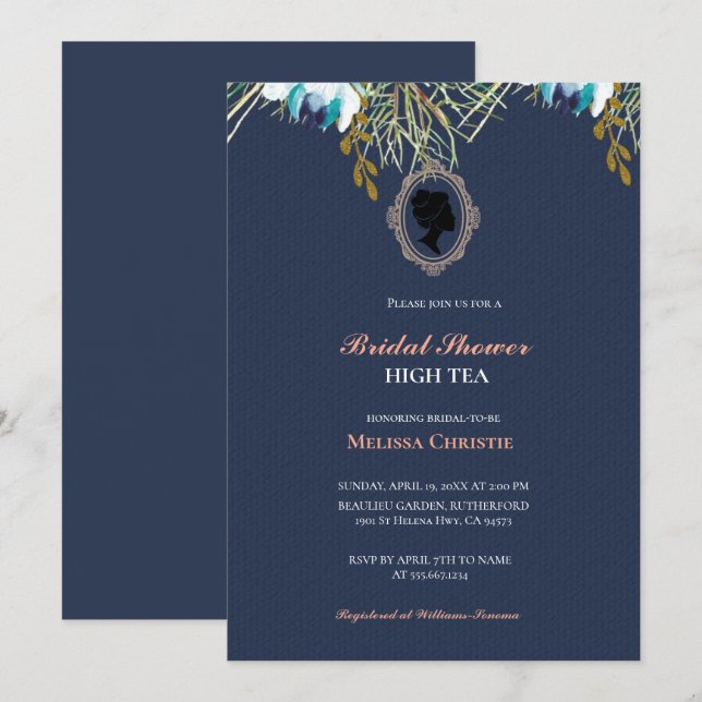 Convites festa de jardim high tea, belo pastel suave (Frente/Verso)