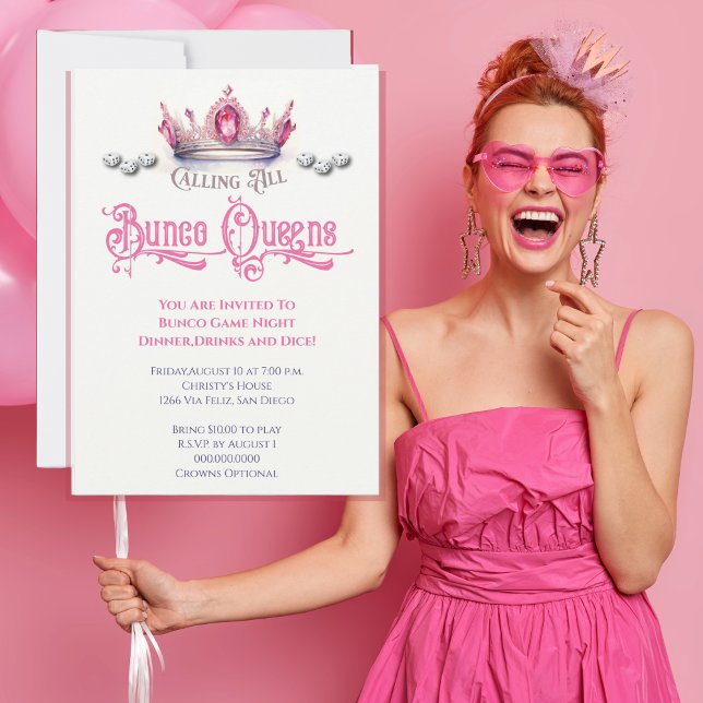 Convites Festa de Jogo da Rainha Funny Bunco (Fun Funny Bunco Invite for All Bunco Queens. Invite your friends to a Bunco party. )