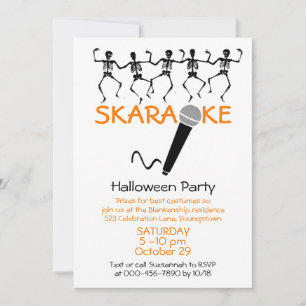 Convites Festa de Karaokê de Halloween Esqueletos Dançantes