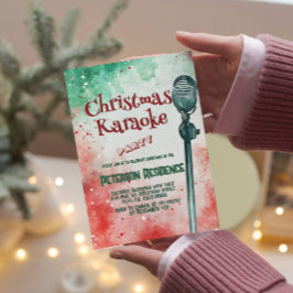 Convites Festa de Karaoke do Natal Vermelho e Verde do Micr