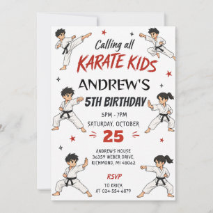 Convites Festa de karatê personalizada de aniversário