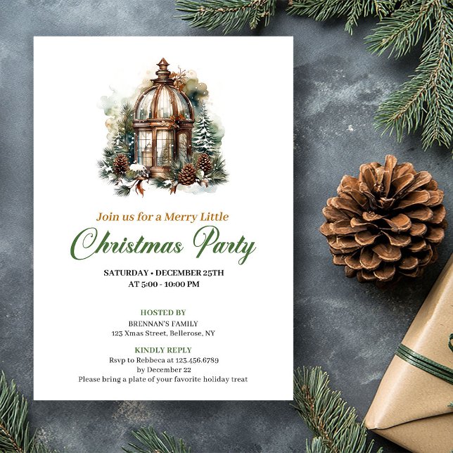 Convites Festa de Lanterna de Natal Cores Terrosas Minimali (Minimalist Earthy Colors Christmas Lantern Party Invitation)