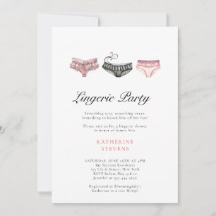 Convites Festa de Lingerie Rosa e Preto em Renda Chic Casam