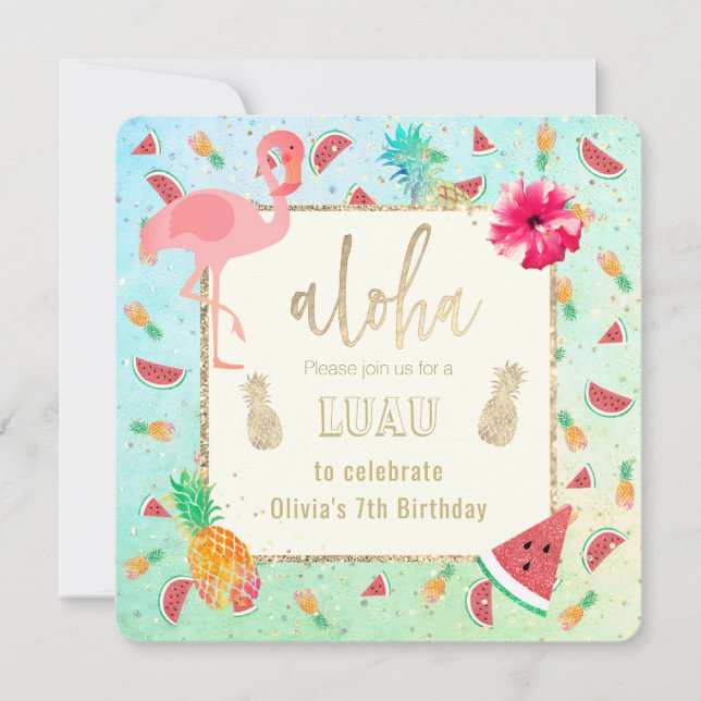 Convites festa de luau de verão (Frente)