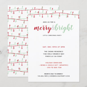 Convites Festa de Luzes de Natal Vermelhas e Verde Desenhad