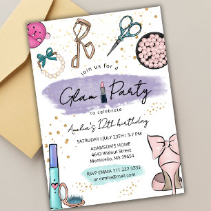 Convites Festa de Maquiagem Glamourosa Spa de Beleza Aniver