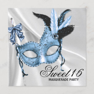 Convites Festa de Mascarada Baby Blue Sweet 16