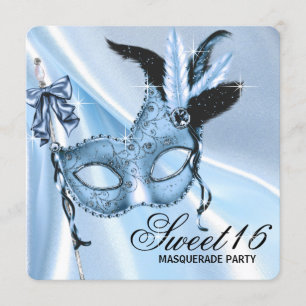 Convites Festa de Máscaras Baby Blue Sweet 16