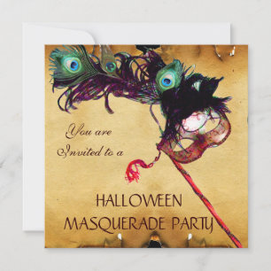 Convites Festa de Máscaras de HALLOWEEN pergaminho