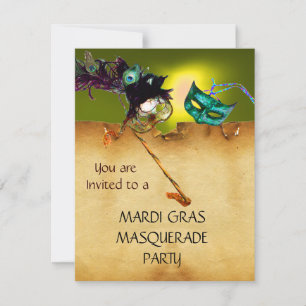 Convites FESTA DE MÁSCARAS DO CARNAVAL, Amarelo