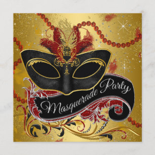 Convites Festa de Máscaras Fancy Black Gold